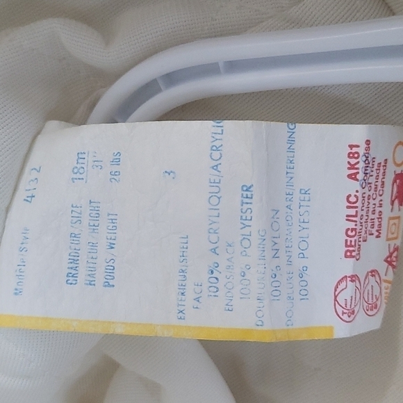 Vintage Yellow and white baby bear snowsuit 18-24months made in Canada - Picture 16 of 16